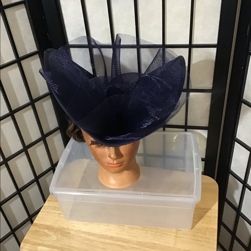 NWT VTG New York Adolfo Realites Absolutely Gourgous Vintage Blue Fascinator - Picture 2 of 7
